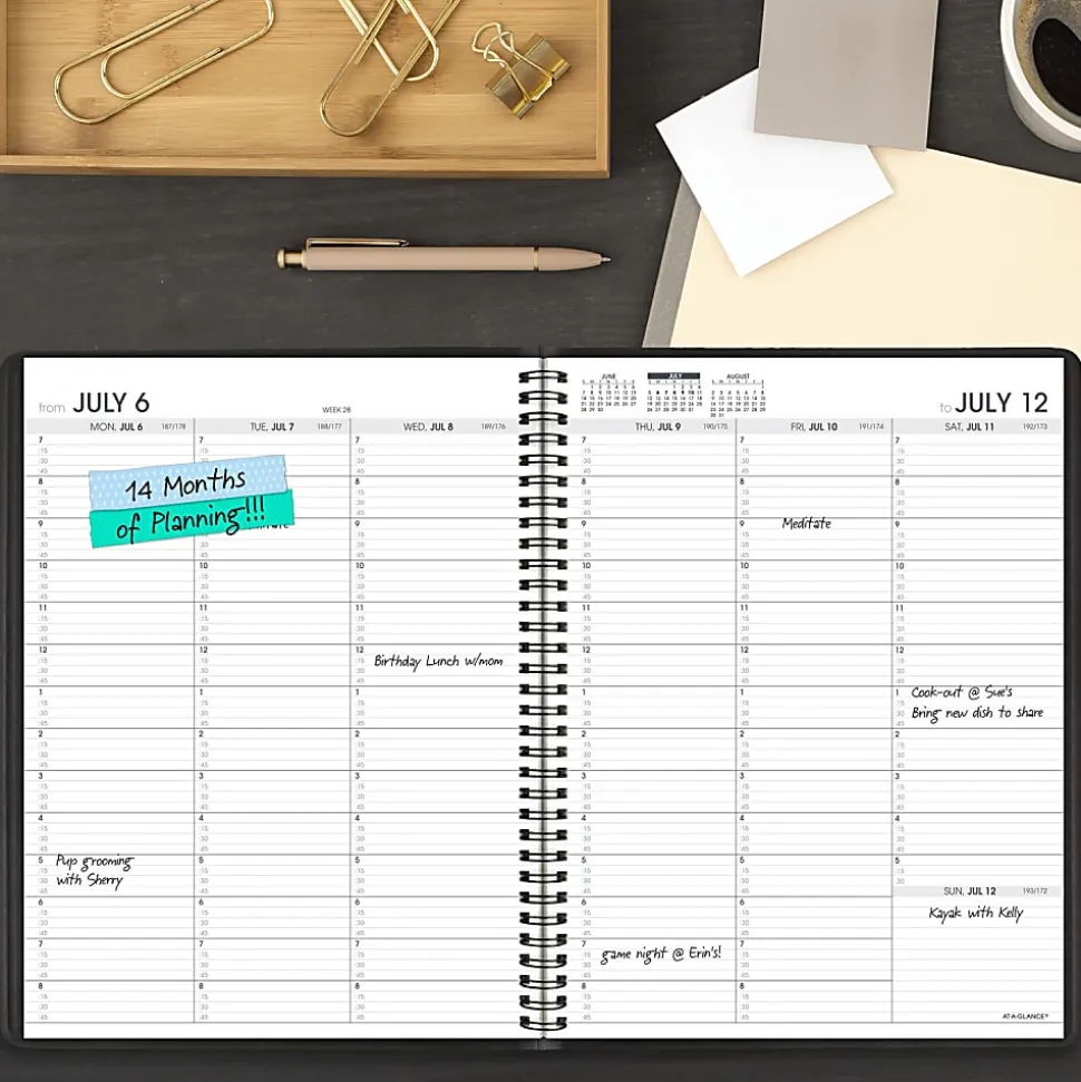AT-A-GLANCE® Academic 2026-2027 Weekly Appointment Book Planner, Black, Large, 8 1/4" x 11"
