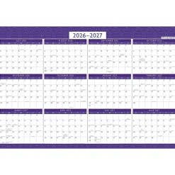 AT-A-GLANCE® BADGE Reversible Erasable Academic and Regular Year 2026-2027 Wall Calendar, Geo, Large, 24" x 36"
