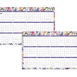 AT-A-GLANCE® BADGE Reversible Erasable Academic and Regular Year 2026-2027 Wall Calendar, Floral, Large, 24" x 36"