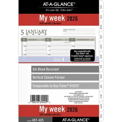 AT-A-GLANCEĀ® 2026 Column Style Weekly Monthly Planner Refill, Loose-Leaf, Desk Size, 5 1/2" x 8 1/2"
