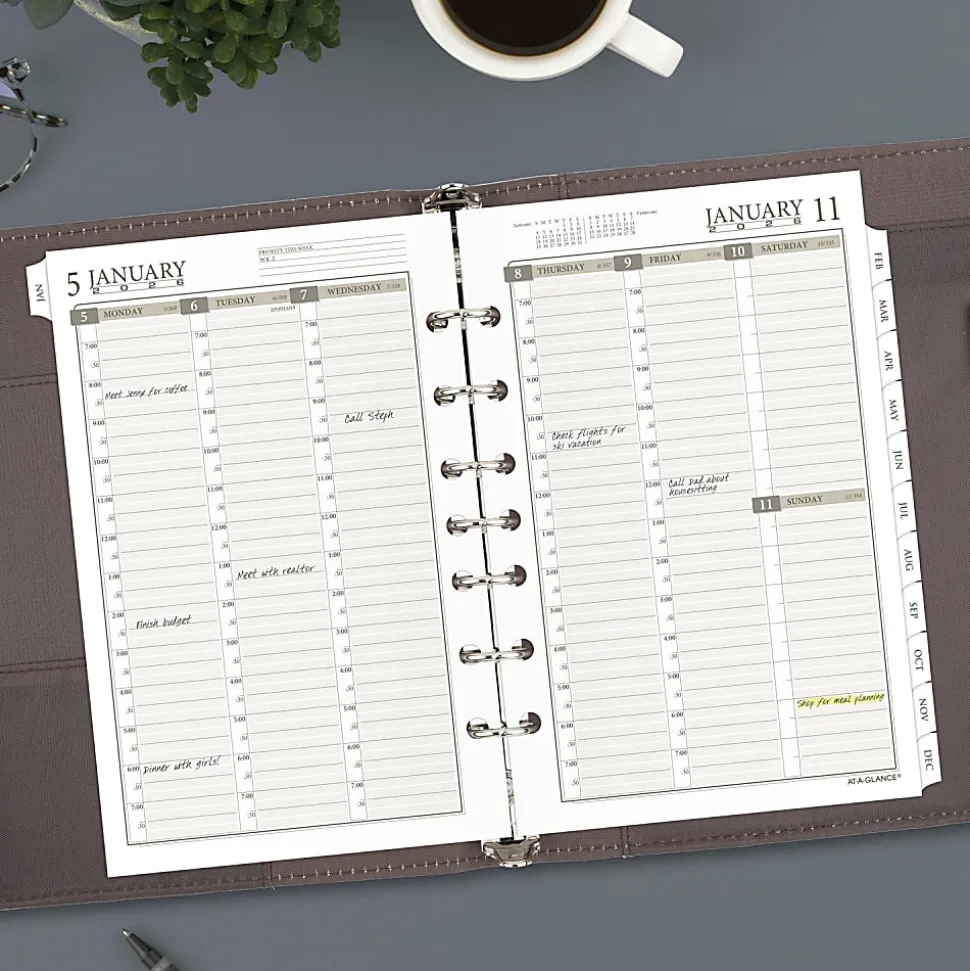 AT-A-GLANCE® 2026 Column Style Weekly Monthly Planner Refill, Loose-Leaf, Desk Size, 5 1/2" x 8 1/2"