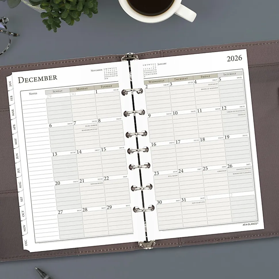 AT-A-GLANCE® 2026 Column Style Weekly Monthly Planner Refill, Loose-Leaf, Desk Size, 5 1/2" x 8 1/2"