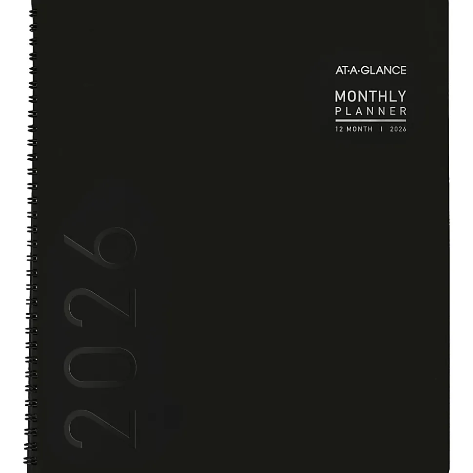 AT-A-GLANCE® Contemporary 2026 Monthly Planner, Black, Large, 9" x 11"
