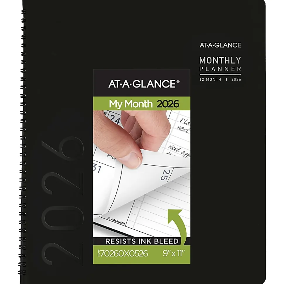 AT-A-GLANCE® Contemporary 2026 Monthly Planner, Black, Large, 9" x 11"