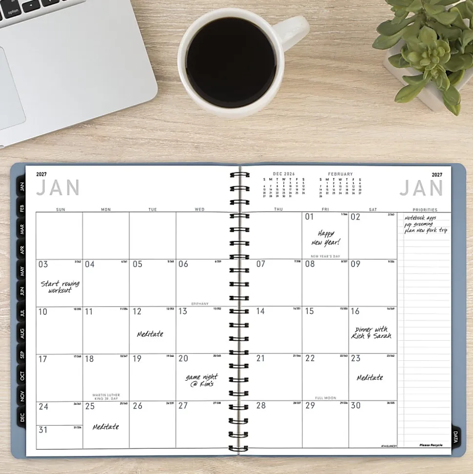 AT-A-GLANCE® Contemporary 2026 Weekly Monthly Planner, Drizzle, Large, 8 1/4" x 11"