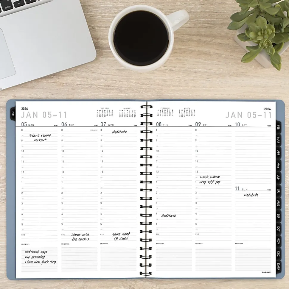 AT-A-GLANCE® Contemporary 2026 Weekly Monthly Planner, Drizzle, Large, 8 1/4" x 11"