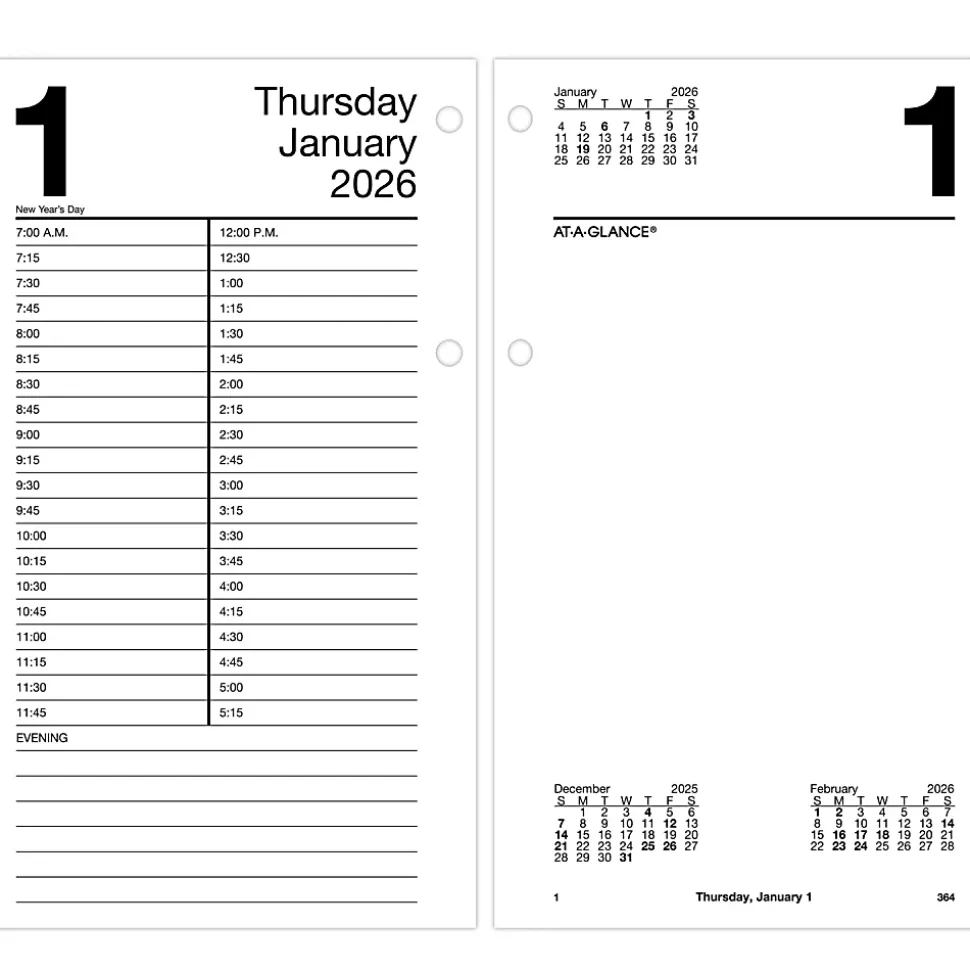 AT-A-GLANCE® 2026 Daily Loose-Leaf Desk Calendar Refill, Standard, 4 1/2" x 8"