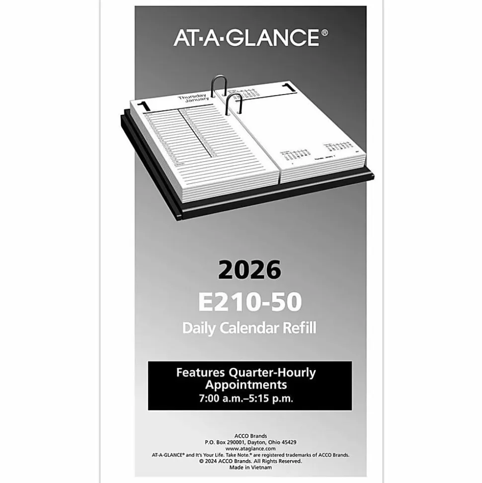 AT-A-GLANCE® 2026 Daily Loose-Leaf Desk Calendar Refill, Standard, 4 1/2" x 8"