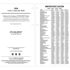AT-A-GLANCE® 2026 Daily Loose-Leaf Desk Calendar Refill, Standard, 4 1/2