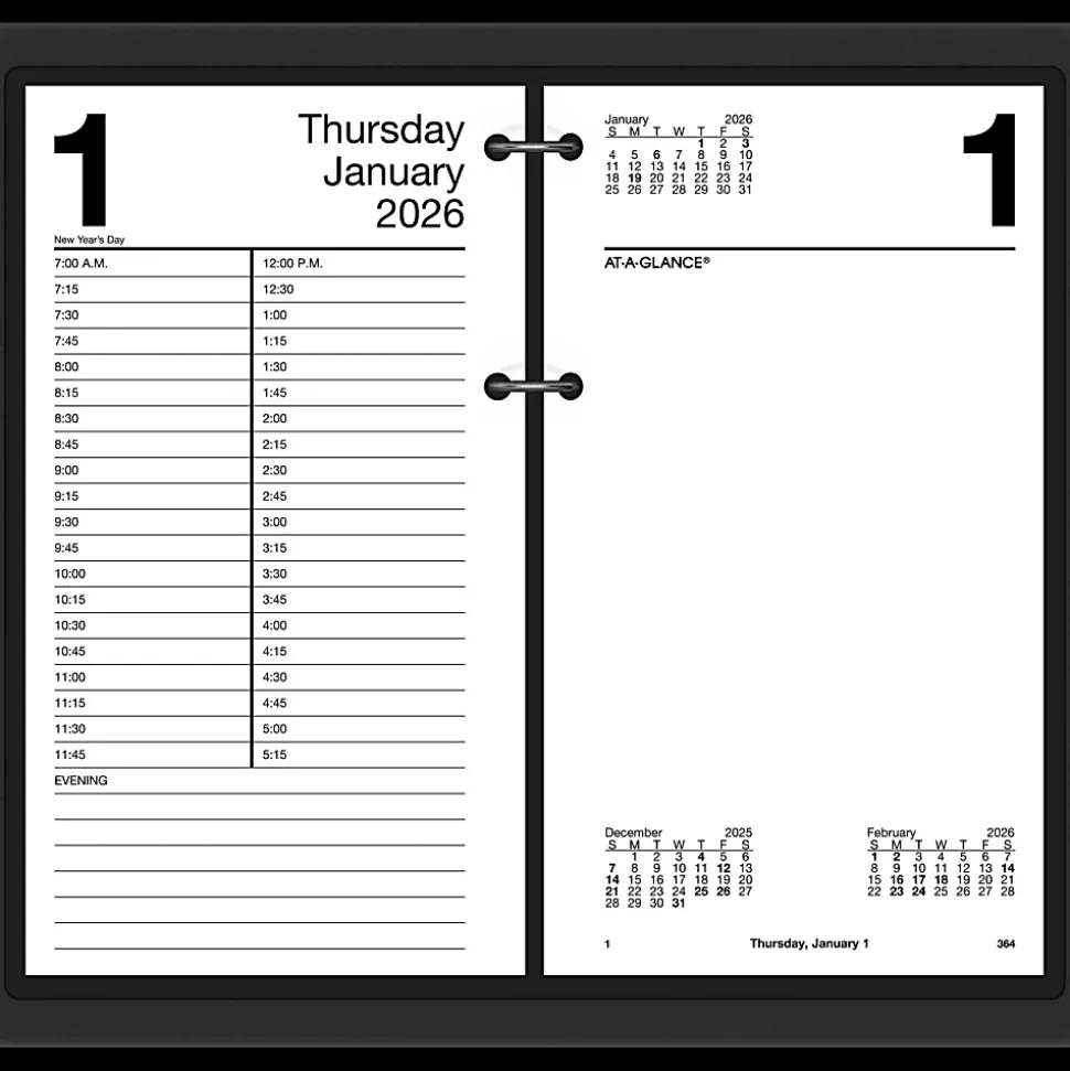AT-A-GLANCE® 2026 Daily Loose-Leaf Desk Calendar Refill, Standard, 4 1/2" x 8"