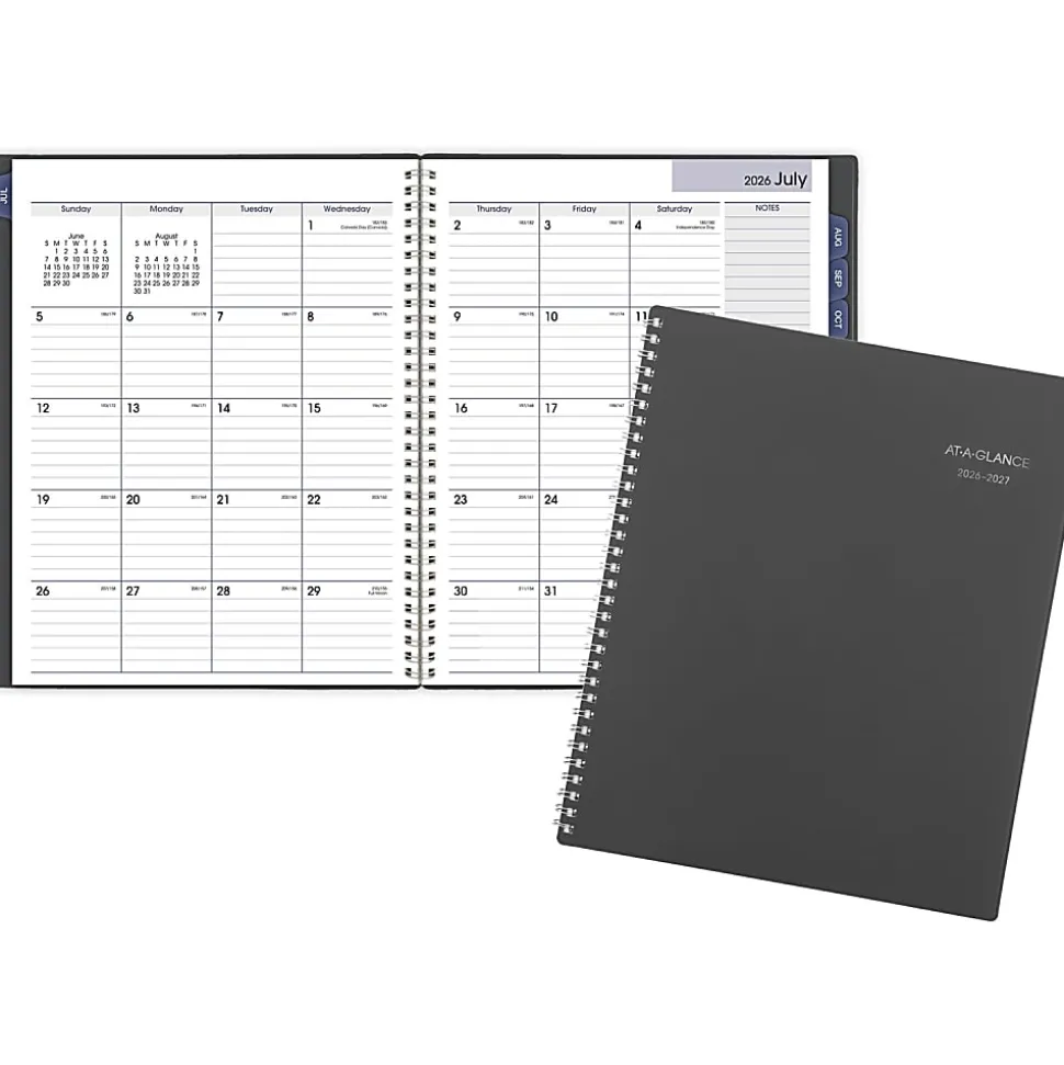 AT-A-GLANCE® DayMinder® Academic 2026-2027 Monthly Planner, Charcoal, Large, 8 1/2" x 11"