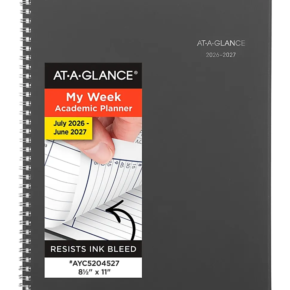 AT-A-GLANCE® DayMinder® Academic 2026-2027 Weekly Monthly Appointment Book Planner, Charcoal, Large, 8 1/2" x 11"