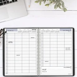 AT-A-GLANCE® DayMinder® 2026 Four Person Daily Appointment Book, Black, Large, 8" x 11"