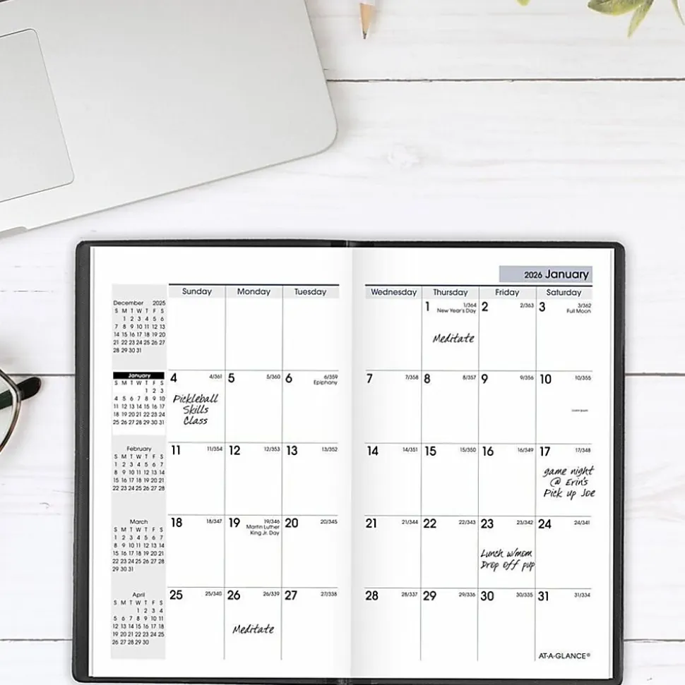 AT-A-GLANCE® DayMinder® 2026 Monthly Planner, Black, Pocket, 3 1/2" x 6"
