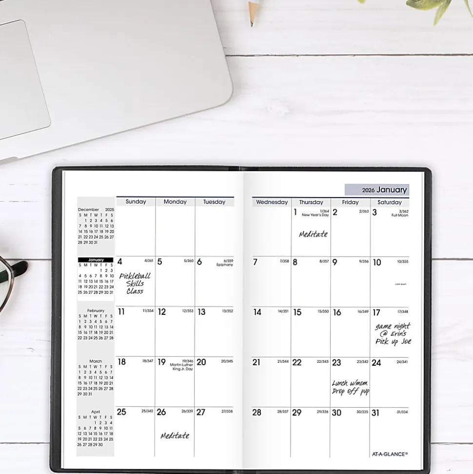 AT-A-GLANCE® DayMinder® 2026 Monthly Planner, Black, Pocket, 3 1/2" x 6"