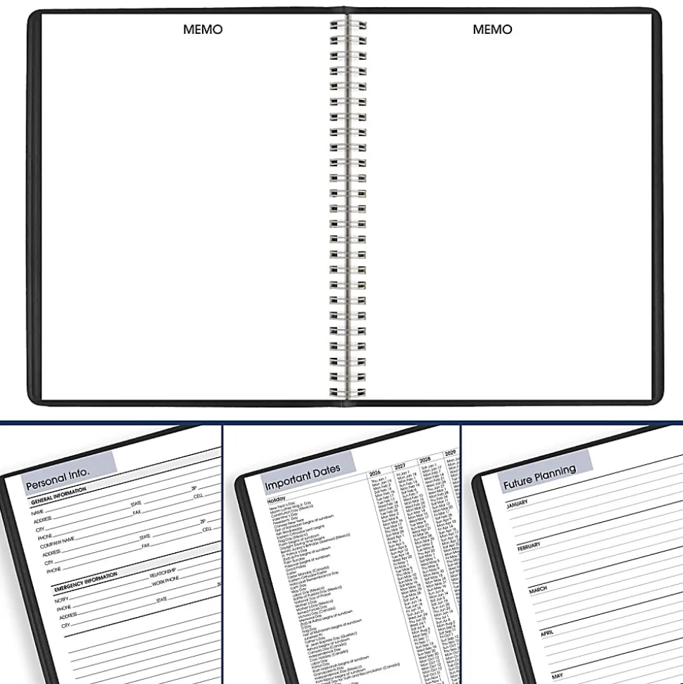 AT-A-GLANCE® DayMinder® 2026 Monthly Planner, Black, Medium, 7" x 8 3/4"