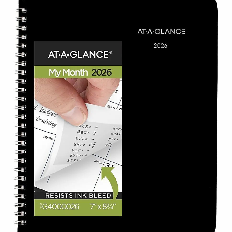 AT-A-GLANCE® DayMinder® 2026 Monthly Planner, Black, Medium, 7" x 8 3/4"