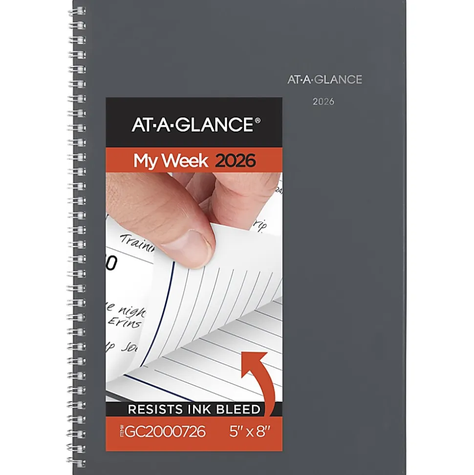 AT-A-GLANCE® DayMinder® 2026 Weekly Monthly Planner, Gray, Small, 5" x 8"