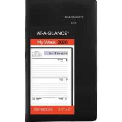 AT-A-GLANCE® DayMinder® 2026 Weekly Planner, Black, Pocket, 3 1/2
