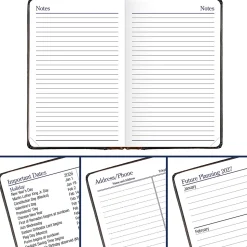 AT-A-GLANCE® Fine Diary® 2026 Weekly Monthly Diary, Black Brown, Pocket, 2 3/4