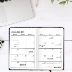 AT-A-GLANCE® Fine Diary® 2026 Weekly Monthly Diary, Black Brown, Pocket, 2 3/4