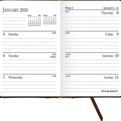 AT-A-GLANCE® Fine Diary® 2026 Weekly Monthly Diary, Black Brown, Pocket, 2 3/4