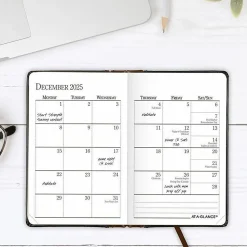 2025 AT-A-GLANCE® Fine Diary® Weekly/Monthly Diary, 2-3/4" x 4-1/4", Black/Brown, January To December, 740105