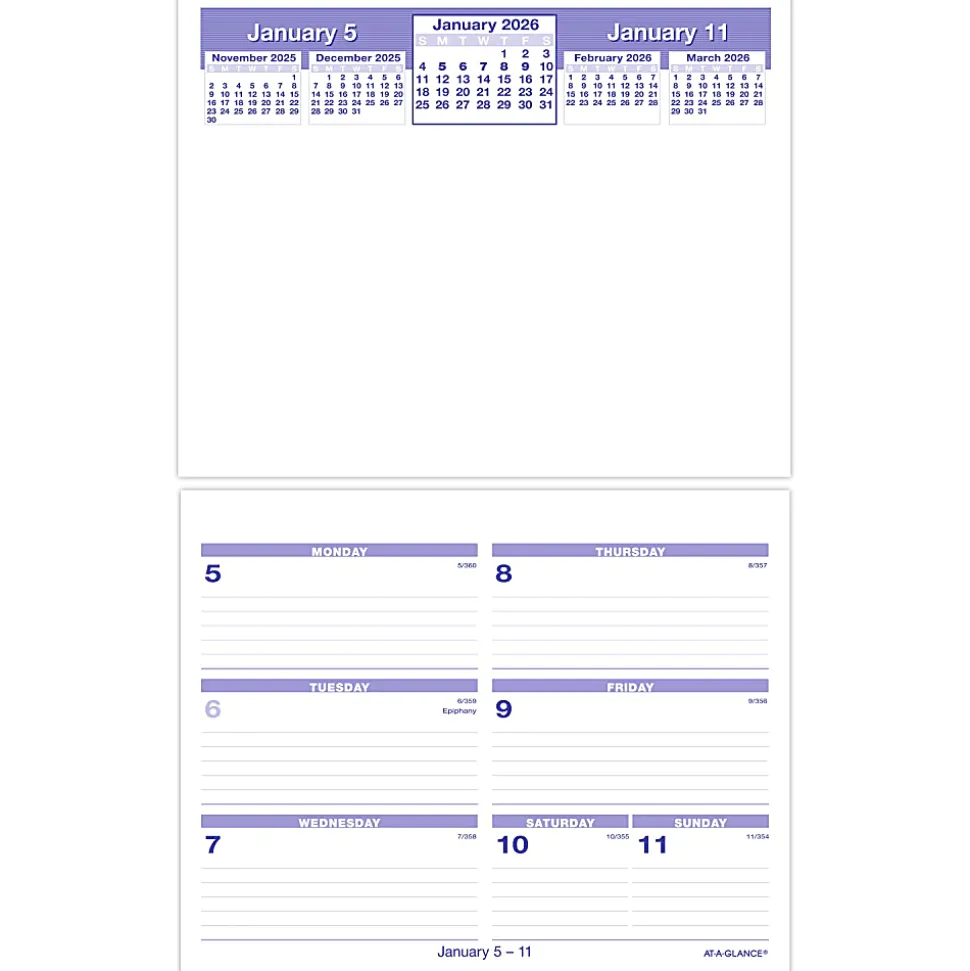 AT-A-GLANCE® FLIP-A-WEEK® 2026 Weekly Desk Calendar Refill, Small, 5 1/2" x 7"
