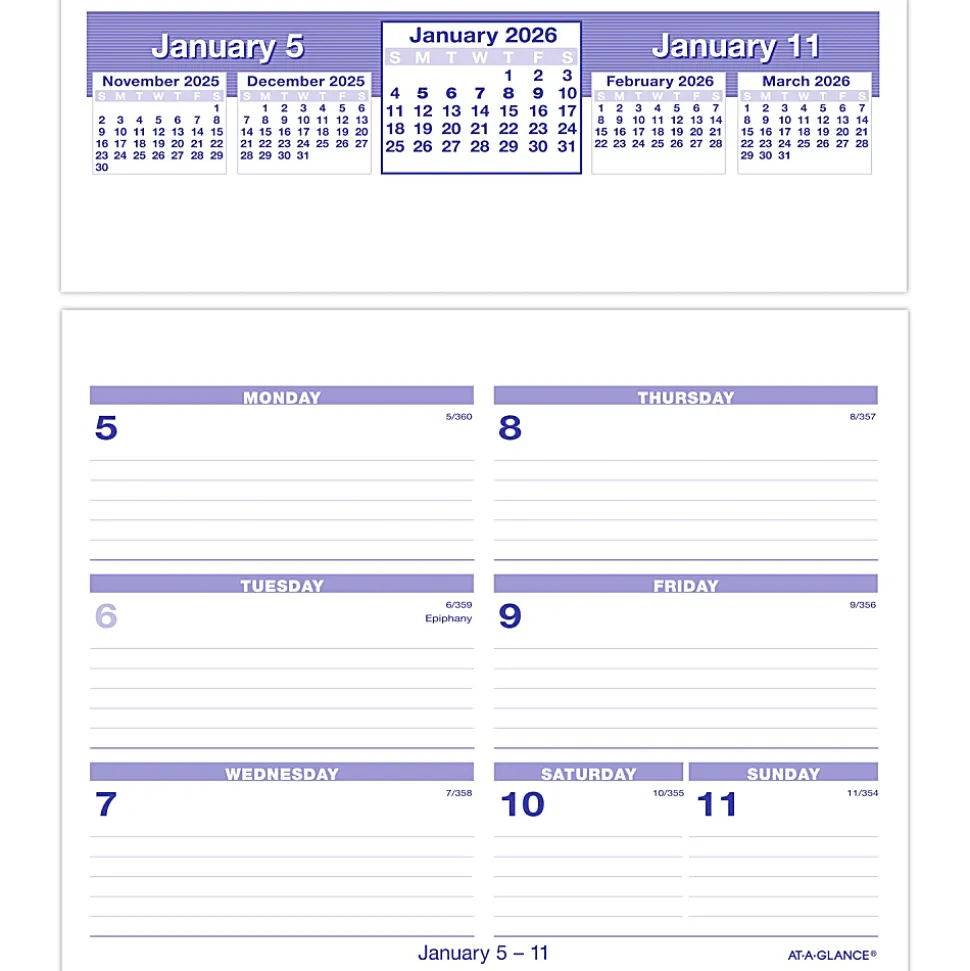 AT-A-GLANCE® FLIP-A-WEEK® 2026 Weekly Desk Calendar Refill, Small, 5 1/2" x 7"