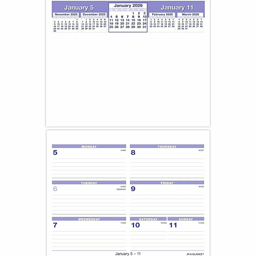 AT-A-GLANCE® FLIP-A-WEEK® 2026 Weekly Desk Calendar Refill, Small, 5 1/2" x 7"