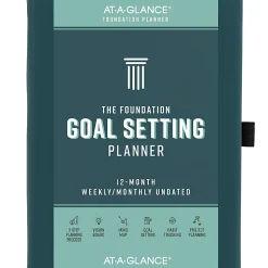 AT-A-GLANCE® FOUNDATION GOAL SETTING Undated Weekly Monthly Planner, Blue, Small, 5 1/2