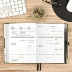 AT-A-GLANCE® FOUNDATION GOAL SETTING Undated Weekly Monthly Planner, Green, Small, 5 1/2