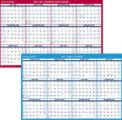 AT-A-GLANCE® Horizontal Reversible Erasable Academic and Regular Year 2026-2027 Wall Calendar, Large, 36