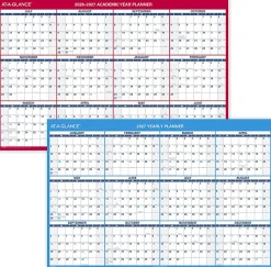 AT-A-GLANCEĀ® Horizontal Reversible Erasable Academic and Regular Year 2026-2027 Wall Calendar, Extra Large, 48" x 32"