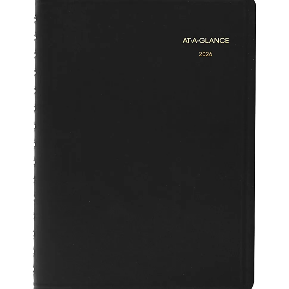 AT-A-GLANCE® 24-Hour 2026 Daily Appointment Book Planner, Black, Small, 5" x 8"