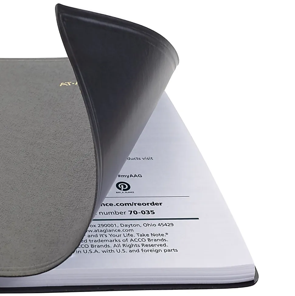 AT-A-GLANCE® 24-Hour 2026 Daily Appointment Book Planner, Black, Small, 5" x 8"