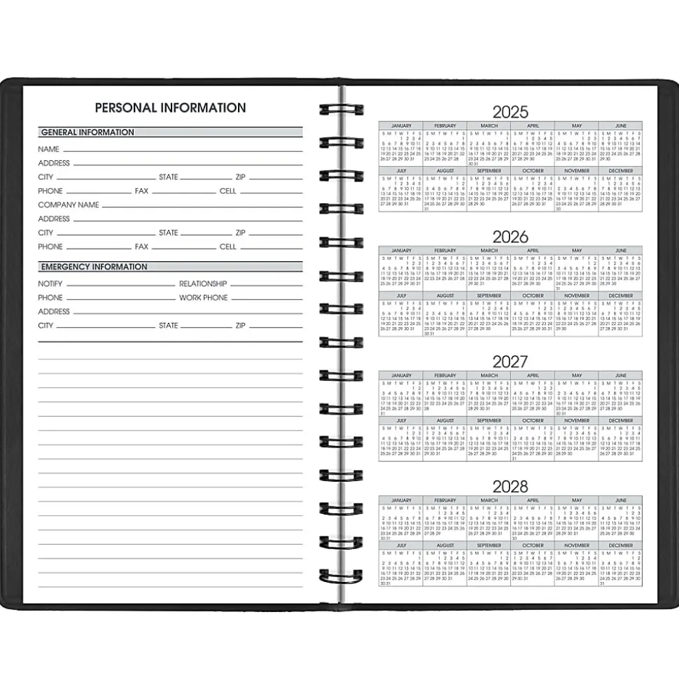 AT-A-GLANCE® 24-Hour 2026 Daily Appointment Book Planner, Black, Small, 5" x 8"