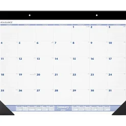 AT-A-GLANCE® 2026 Monthly Desk Pad Calendar, Blue and Gray, Large, 24" x 19"