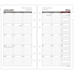 AT-A-GLANCE® 2026 Monthly Planner Refill, Loose-Leaf, Portable Size, 3 3/4
