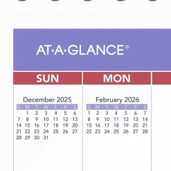 AT-A-GLANCE® 2026 Monthly Wall Calendar, Mini, 6 1/2
