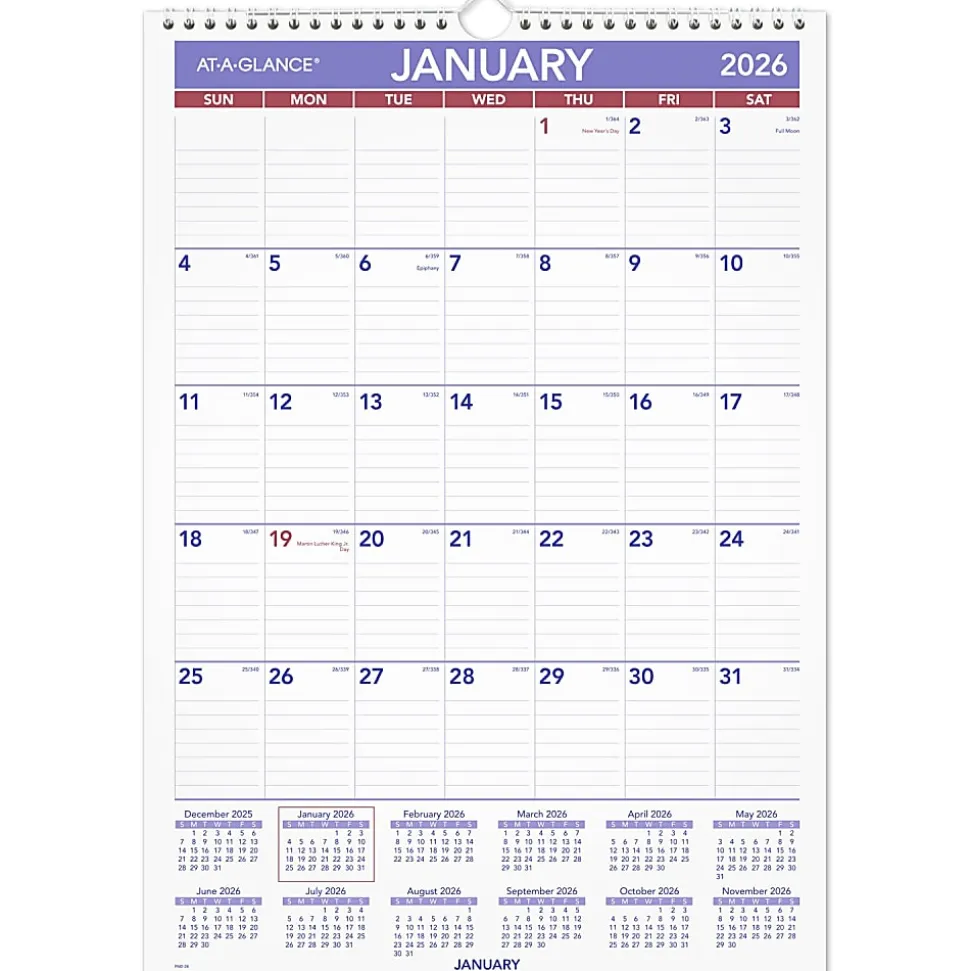 AT-A-GLANCE® 2026 Monthly Wall Calendar, Medium, 12" x 17"