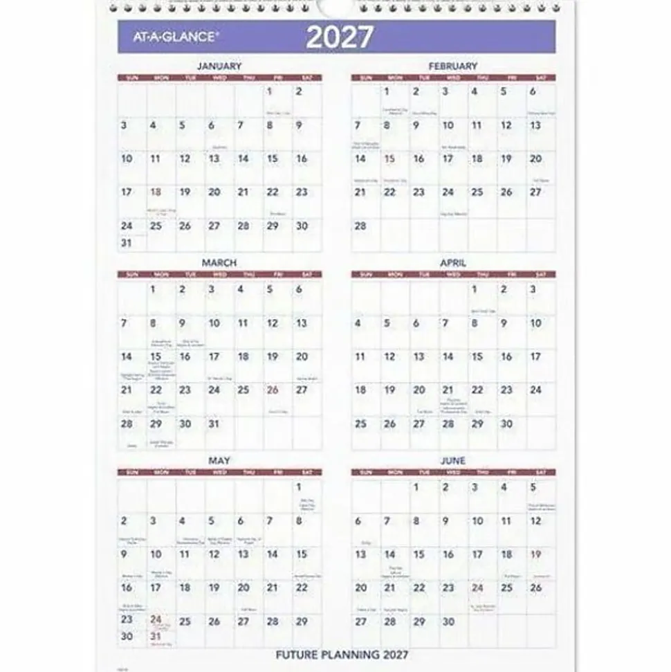 AT-A-GLANCE® 2026 Monthly Wall Calendar, Medium, 12" x 17"