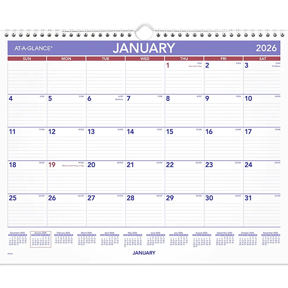 AT-A-GLANCE® 2026 Monthly Wall Calendar, Medium, 15" x 12"