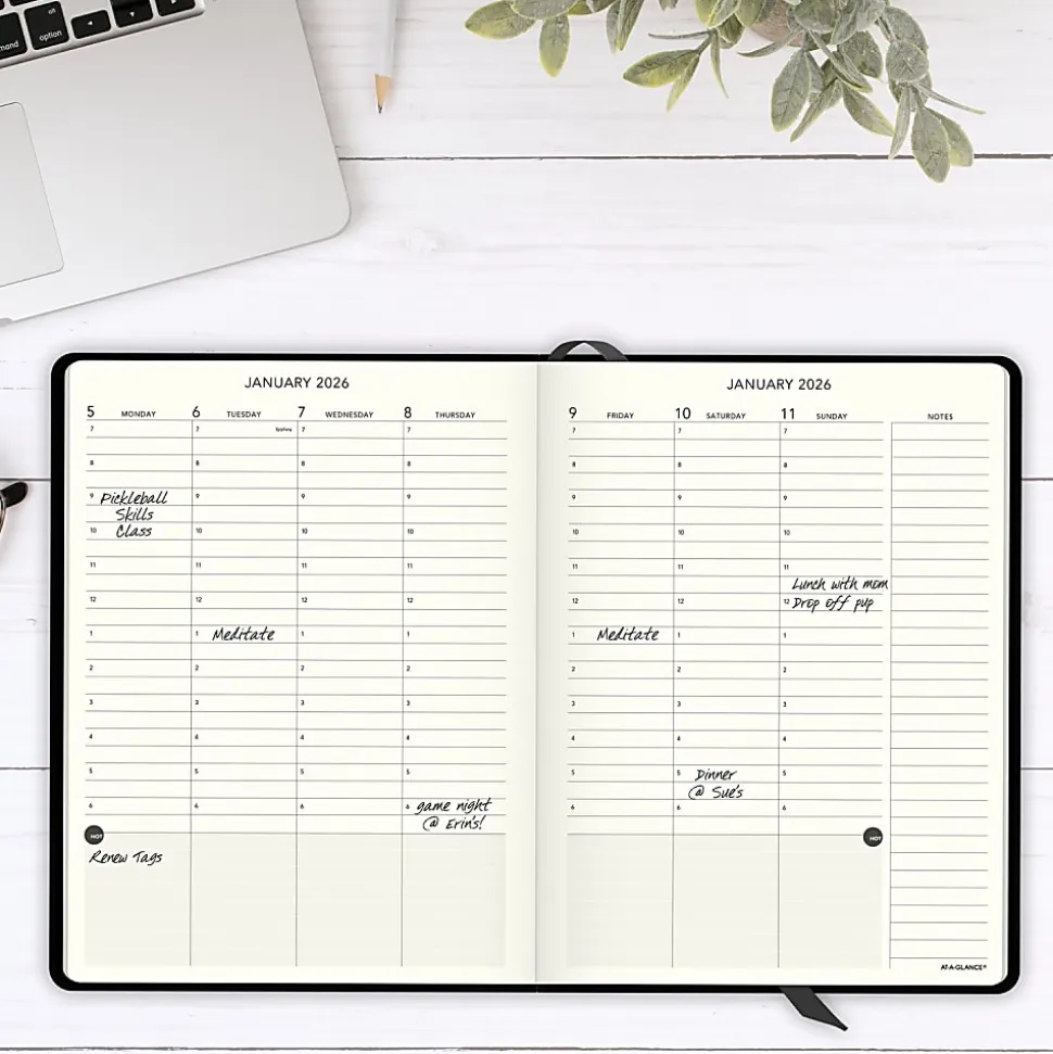 AT-A-GLANCE® Plan. Write. Remember.® 2026 Weekly Monthly Appointment Book Planner, Casebound, Black, Large, 7 1/2" x 10"