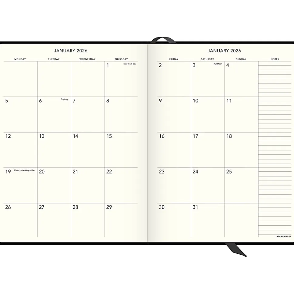 AT-A-GLANCE® Plan. Write. Remember.® 2026 Weekly Monthly Appointment Book Planner, Casebound, Black, Large, 7 1/2" x 10"