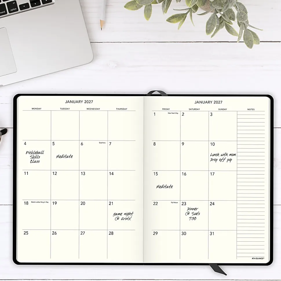 AT-A-GLANCE® Plan. Write. Remember.® 2026 Weekly Monthly Appointment Book Planner, Casebound, Black, Large, 7 1/2" x 10"