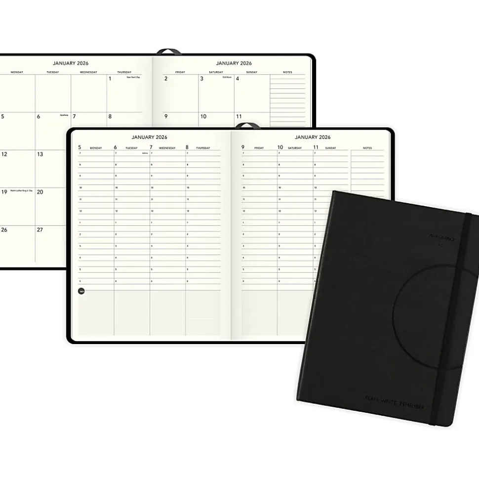 AT-A-GLANCE® Plan. Write. Remember.® 2026 Weekly Monthly Appointment Book Planner, Casebound, Black, Large, 7 1/2" x 10"