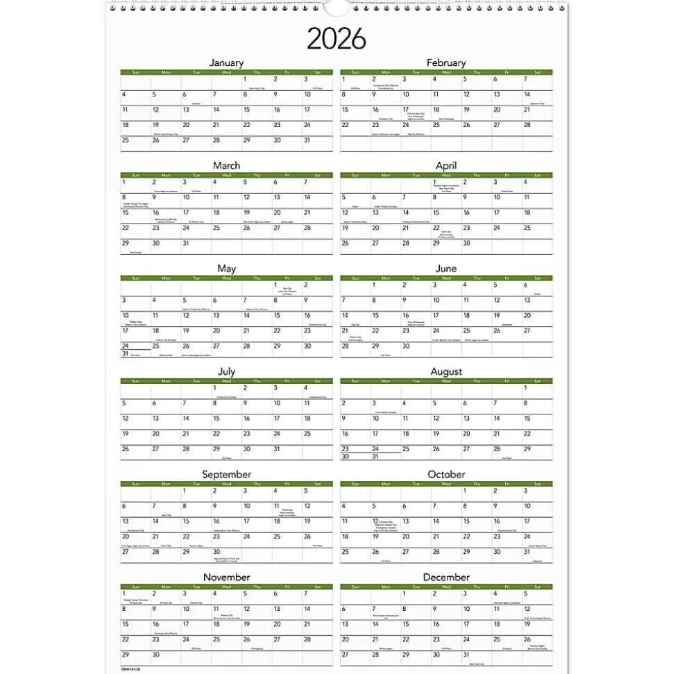 AT-A-GLANCE® 2026 Puppies Monthly Wall Calendar, Large, 15 1/2" x 22 3/4"