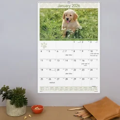 AT-A-GLANCE® 2026 Puppies Monthly Wall Calendar, Large, 15 1/2