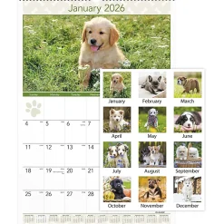 AT-A-GLANCE® 2026 Puppies Monthly Wall Calendar, Large, 15 1/2